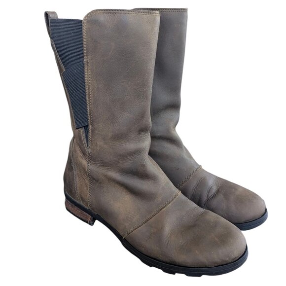 Women's Sorel Emelie Boot 💦Waterproof💦 Mid-Calf Brown Leather - Size 9 - Picture 4 of 13